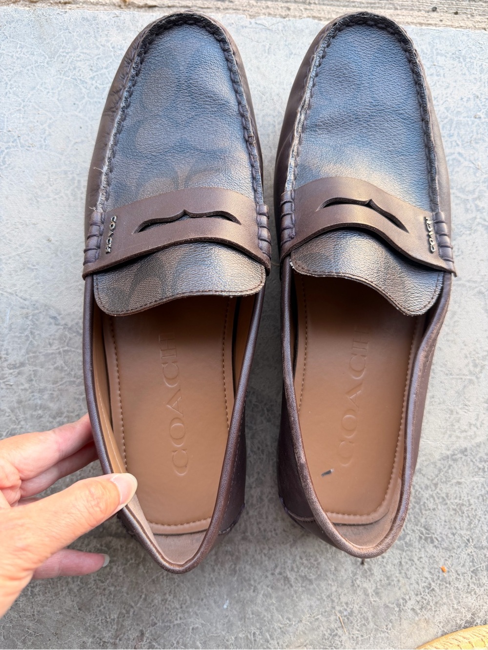 COACH Men's Brown Leather Penny Loafers Size 8.5